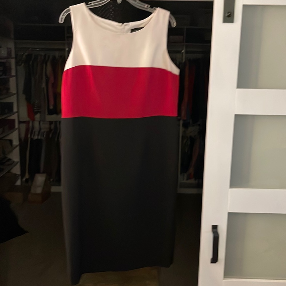 Evan Picone  size 14, red black and white color black dress